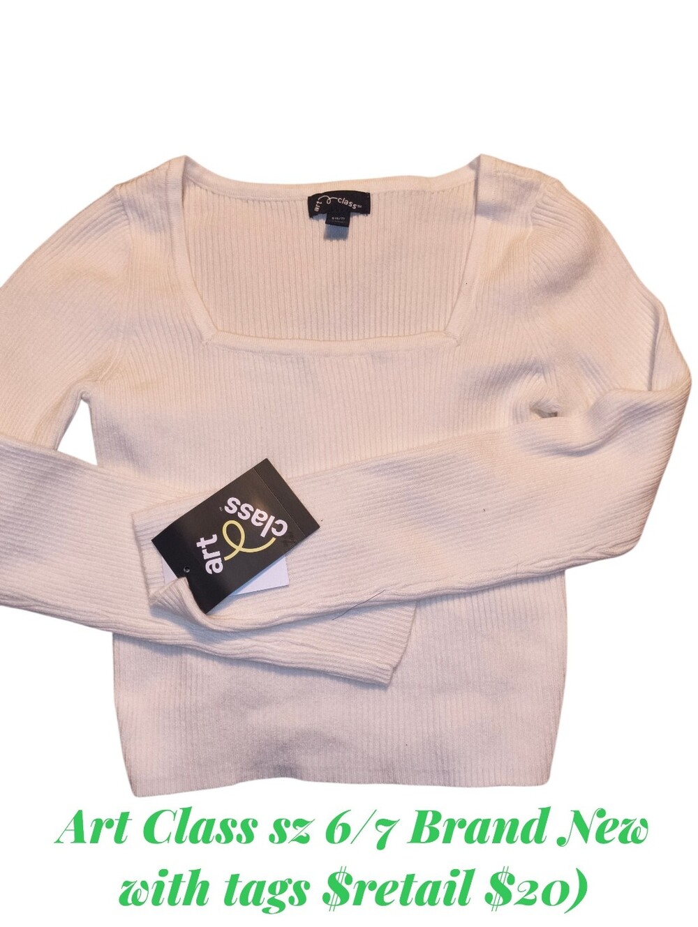 art class Cream Ribbed Square-Neck Sweater